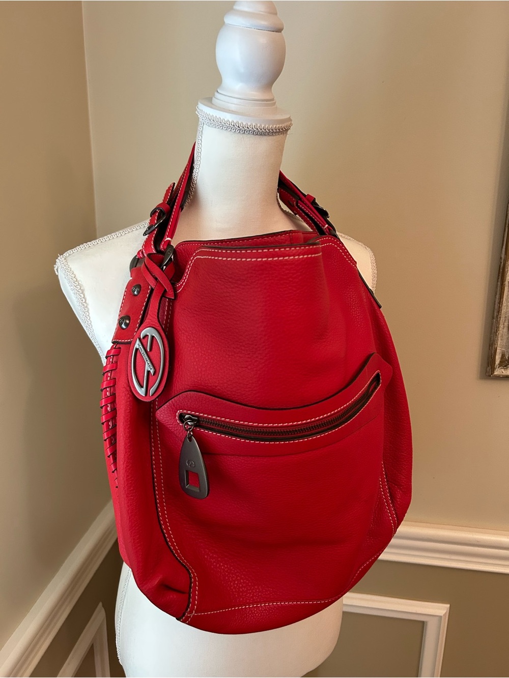 Francesco Biasia Red Shoulder Hobo